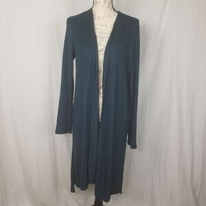 Bobeau‎ Open Front Dark Teal Long Cardigan